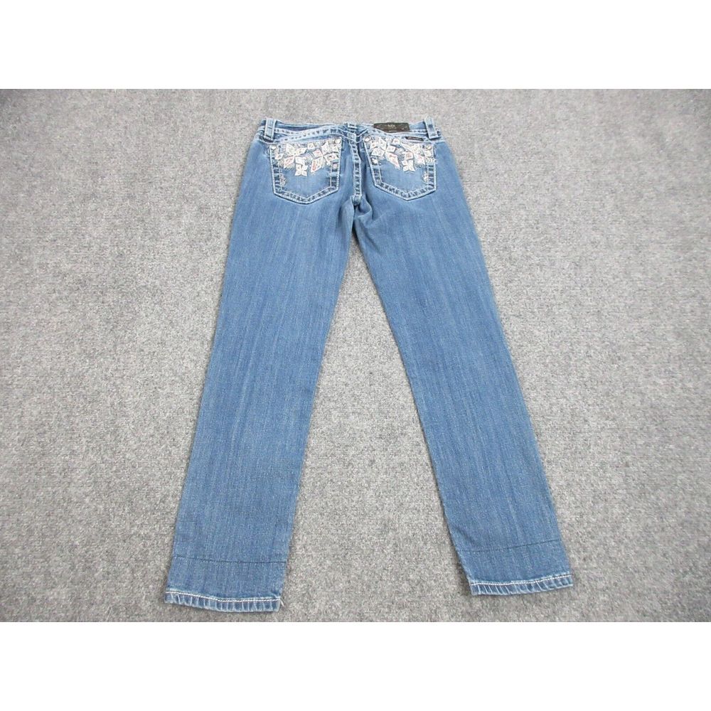 Miss Me Jeans Womens 29 Blue Denim Cuffed‎ Skinny Rhinestone Ladies 29X28 - Picture 11 of 16